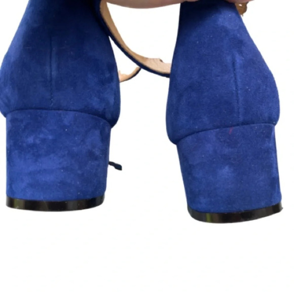 Aquatalia Catty Blue Suede Open Toe Heeled Sandals Size 6.5 Prom Wedding Formal - Picture 6 of 10